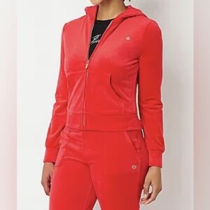 Juicy Couture Red Velour Track Pants S Gold Logo Y2K Retro Preppy Lounge 29x29
